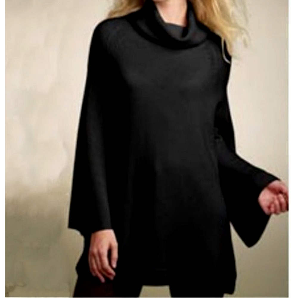 THEORY Juliet D Cashmere Oversized Turtleneck Sweater in Black Size S